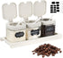 Suclain 3 Pcs Glass Coffee Containers Coffee Station Organizer Set, Airtight Bean