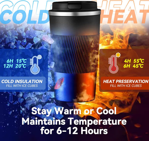 Baodaadan 12OZ Travel Coffee Mug Insulated Coffee Cup with Spill Leak Proof Lid, Portable Stainless Steel Tumbler