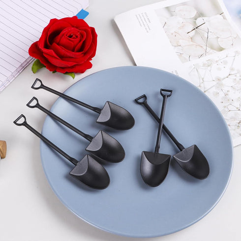 DIYASY 100 Pcs Mini Shovel Spoons - Plastic Shovel Spoon for Desserts, Halloween, Birthday Party Favors