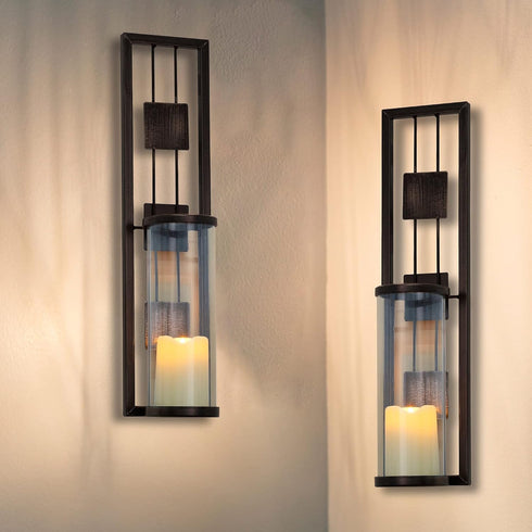 Set of 2 Wall Sconce Candle Holder Metal Wall Decorations for Living Room, Bathroom, Dining Room