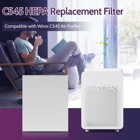 C545 Replacement Filter, Compatible with Winix C545 Air Purifier, Part 1712-0096-00, 2 HEPA Filters and 8 Activated