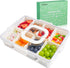 Snackle Box Container, Divided Serving Tray with Lid and Handle, Clear Organizer for Portable Snack Platters