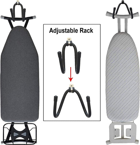 Pmsanzay Ironing Board Hanger, Wall Mount Ironing Board Holder Organizer Rack, Adjustable for Laundry Rooms - Holds 50LB