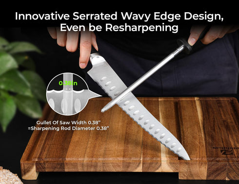 8 Inch Offset Piklohas Resharpenable Bread Knife for Homemade Bread, Serrated Sourdough Knife with Handle, Innovative