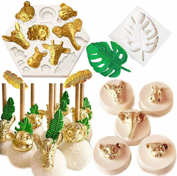 JeVenis 2 PCS Jungle Safari Animal Cake Mold for Cupcake Decoration and Jungle Safari Animal Cake