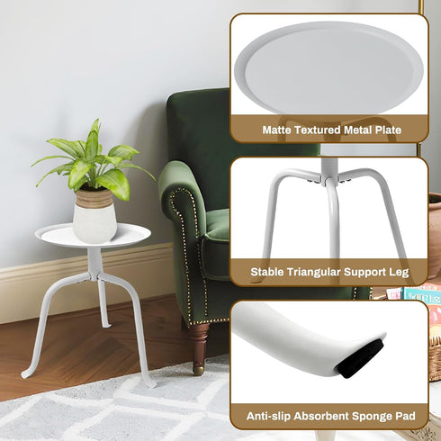 11'' 3-Leg Plant Stand Indoor Outdoor, Round Black Mid Century Single Plant Table, Small Metal Plant Holders Flower Pot