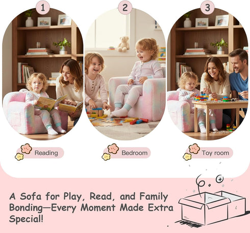 Tiita Kids Sofa, Childrens Couch with Carry Handle, Portable Toddler Foam Sofa Couch, Lightweight Kids Chair