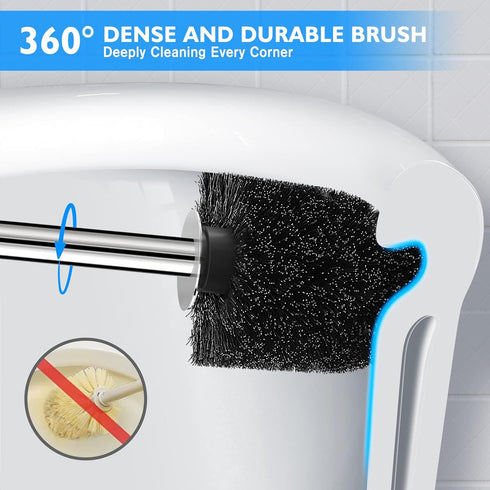 Wsedor 2 Pack, 304 Toilet Brush and Holder Stainless Steel Toilet Brush with Extended and Durable Comfortable Brush