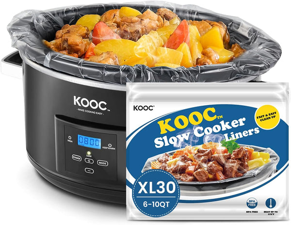 KOOC Slow Cooker Liners 14"x22" - 30 Count Extra Large Disposable Pot Liners for 6 qt to 10 qt Pots