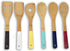 Home Basics Bamboo Cooking Utensils Set, 6-Piece with Color Handles, 2.5" x 12" x .25"