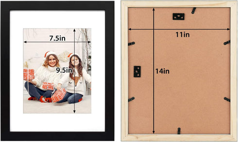 Golden State Art 11x14 Black Photo Wood Frame with Real Glass and White Mat for 8x10 Picture
