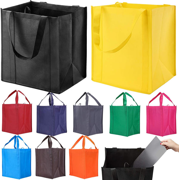 NERUB 10 Pack Reusable Reinforced Handle Grocery Bags - Heavy Duty Large Shopping