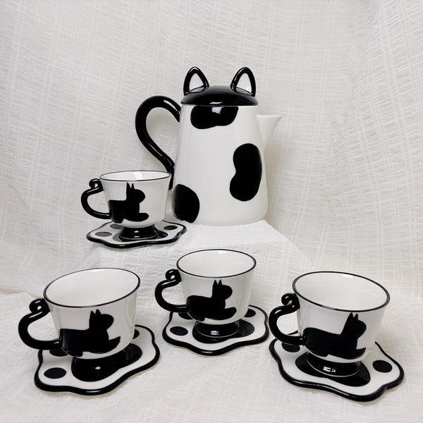 CSZPJLALA Ceramic Cat Tea Set,Cute Cat Paw Tea Mugs And Saucers Set Of