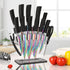 Rainbow Titanium Knife Set, Sharp Stainless Steel Knives with Acrylic Block, 6 Steak Knives, Chef Quality