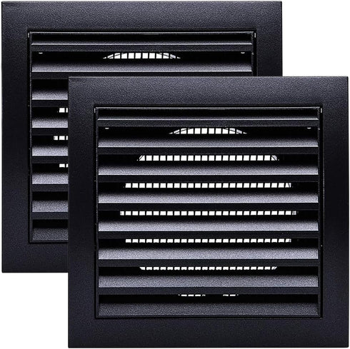 Vent Systems 4'' Inch Anthracite Louvered Air Vent Covers, Pack of 2 Bathroom Exhaust Vents, Keeps Out Insects and