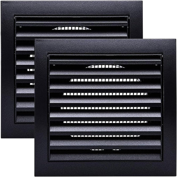 Vent Systems 4'' Inch Anthracite Louvered Air Vent Covers, Pack of 2 Bathroom Exhaust Vents, Keeps Out Insects and