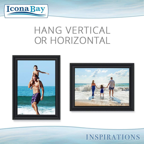 Icona Bay 5x7 Picture Frames, Black, 12 Pack, Beautifully Detailed Molding, Contemporary Set for Wall Mount or Table Top