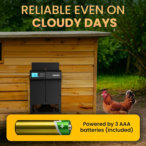 (3X Anti-Pinch 11" 9.4" Automatic Chicken Coop Door Coop Door Lite Battery Powered AA Included) Timer & Manual Modes