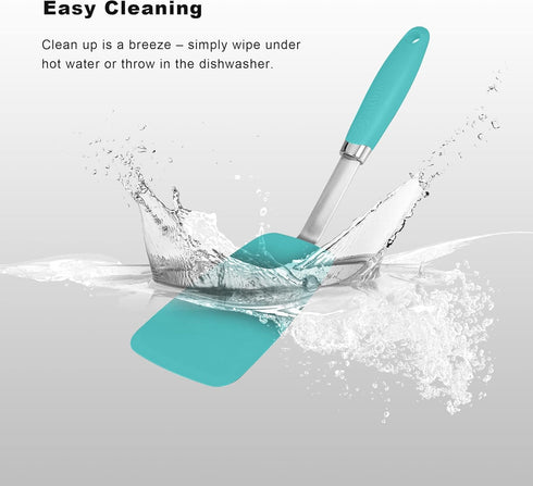 Silicone Spatulas Set Turners Tongs Cooking Utensils Set, High Heat Resistant Kitchen Scraper for Mixing Baking