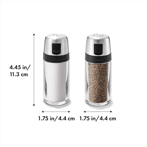Set, OXO Salt and Pepper Shaker Clear, Stainless Steel