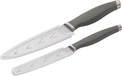Rachael Ray Cutlery Japanese Stainless Steel Knives Set with Sheaths, 6-Inch Utility and 5-Inch Serrated Utility Knife,