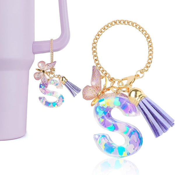 Letter Charms for Stanley Cup with Handle, Initial S Charms Accessories for Stanley Tumbler, Charms for Key Purse