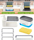 Hand and Dish Soap Dispenser Set with Tray, Dual Soap Dispenser with Sponge Holder and Dishcloth Holder 5-in-1 Organizer for Kitchen Sink Countertop Storage Organize - Useful Kitchen Gadgets (White)