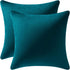 2 Pack DEZENE Throw Pillow Cases 18x18 Teal, Cozy Soft Velvet Square Decorative Covers