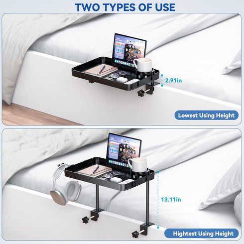2 Bedside Shelf Bunk Bed Shelf for Top Bunk Clip on Bedside Table Tray Loft Nightstand Attachable Bedside Table Cup