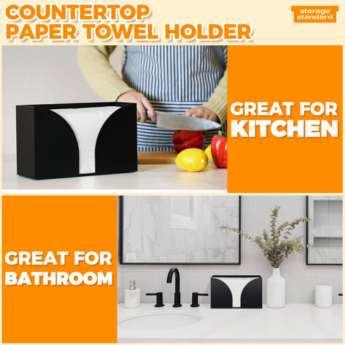 Storage Standard Countertop 10.75 6.5 4 Inches Multifold Paper Towel Dispenser - Matte Black Paper Towel Holder