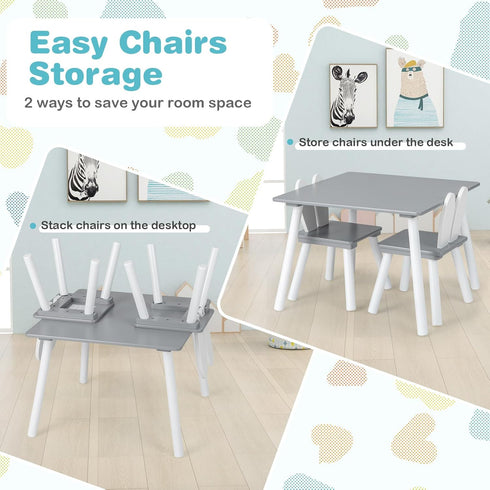 Set, 2 Set, 3 Set HONEY JOY Kids Table and Chair Children Wooden Activity Table & Chairs Solid Wood Legs, Easy