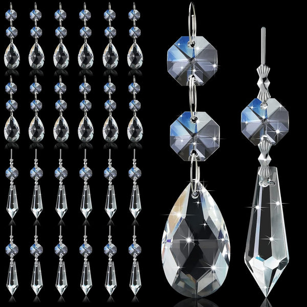 Potchen 24 Pcs Chandelier Crystal Replacement 38 mm Teardrop & Icicle Crystal