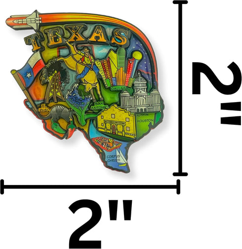 Texas State Souvenir Refrigerator Magnet, Collectible Keepsake Gift for Travel Enthusiasts, 2 by 2 Inches