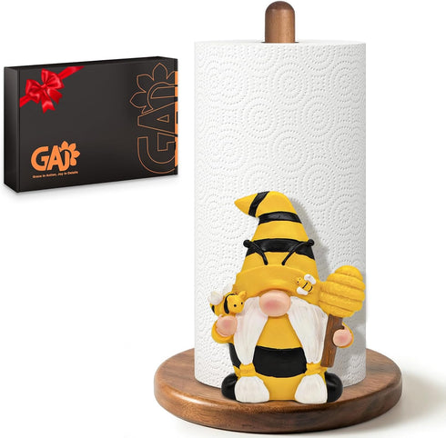 GAJ Gnome Paper Towel Holder - Honey Bee Decor for Kitchen & Bathroom