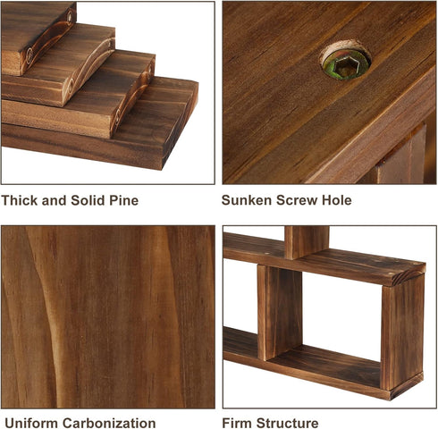 Window Sill Plant Stand: Small Wood Plant Shelf for Succulents, 3 Tier Tabletop Display Rack for Desktop Plants