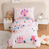PERFEMET 4 Pcs Twin Bedding Set for Girls Pink Castle Kids Bed
