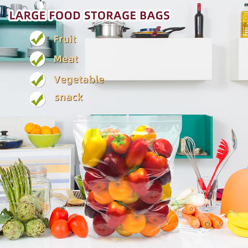 Large 3.5 Gallon Plastic Zipper Storage Bags, 16x19 Inches Clear Reclosable Bags, 10 Pieces