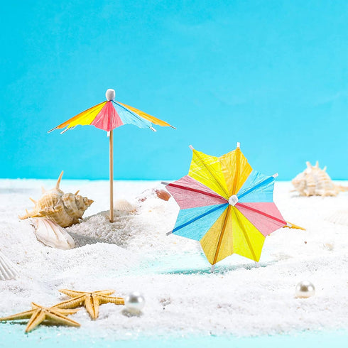 40 Pieces Cocktail Umbrellas for Summer Drinks, Colorful Tropical Paper Umbrellas with Bamboo Toothpicks for Bar Party