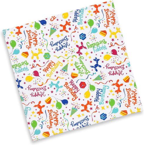 Cackleberry Home Happy Birthday Balloon Dogs Cotton Fabric Napkins, Set of 4, 18 Inches Square