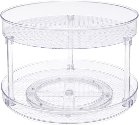 Amazon Basics 2 Tier Lazy Susan Turntable Organizer for Condiments, 12" Diameter,