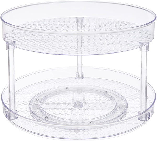 Amazon Basics 2 Tier Lazy Susan Turntable Organizer for Condiments, 12" Diameter,