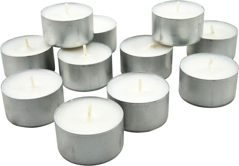 Stonebriar Bulk 50 Pack Unscented Smokeless Long Tea Light Candles, 8 Hour Extended Burn Time, White, 50 Count