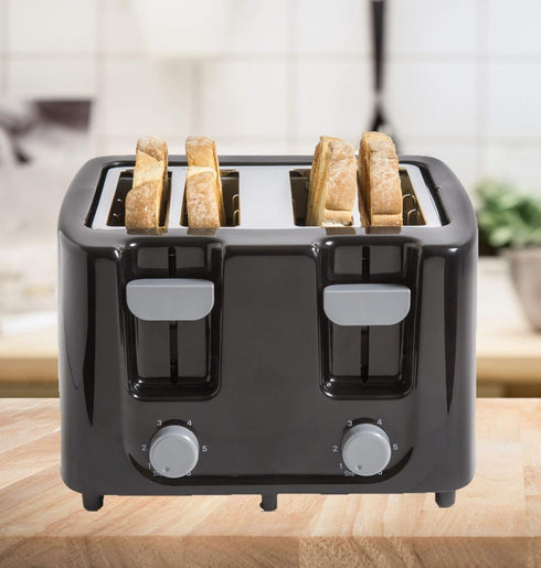 Continental Electric CE-TT029 4 Slice Toaster, Cool Touch, Black
