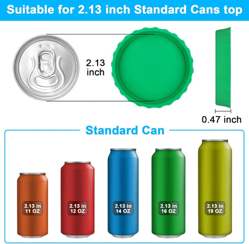 6 Pack Silicone Soda Can Cover Lids, Reusable Soda Can Lids Beer Can Covers Pop Can Covers, BPA Free Silicone Can