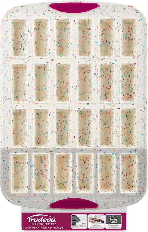 Trudeau 24 Slot Mini Bar Pan Silicone Bakeware - Confetti White