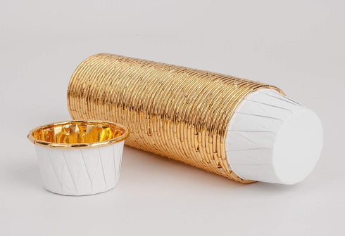 GOLDEN APPLE Aluminum Foil Paper Mini Cake Baking Cups, 100 pcs - Muffin Cupcake Baking Mold Cup Liners, Small White