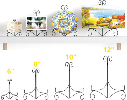 Iron Plate Stand for Display with Folding Design, 12 Inch Large Easels for Books, Art Pieces, Photos, and Platters,