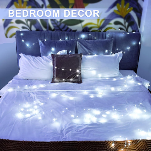 JMEXSUSS 2 Pack White Fairy Lights, 200 LED Battery Operated Twinkle Lights with Remote, 66ft Indoor Outdoor Decor