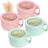 Yesland 4 Pack Soup Mug Containers with Lids, 28 oz Microwavable Ramen Bowl, Wheat Straw Noodle Cups, Green, Pink