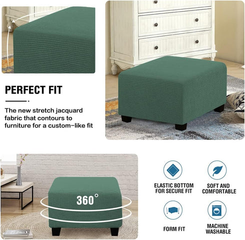 VIENLOVE Square Ottoman Slipcover Polyester Blend Folding Storage Stool Furniture Protector Stretch Ottoman Cover